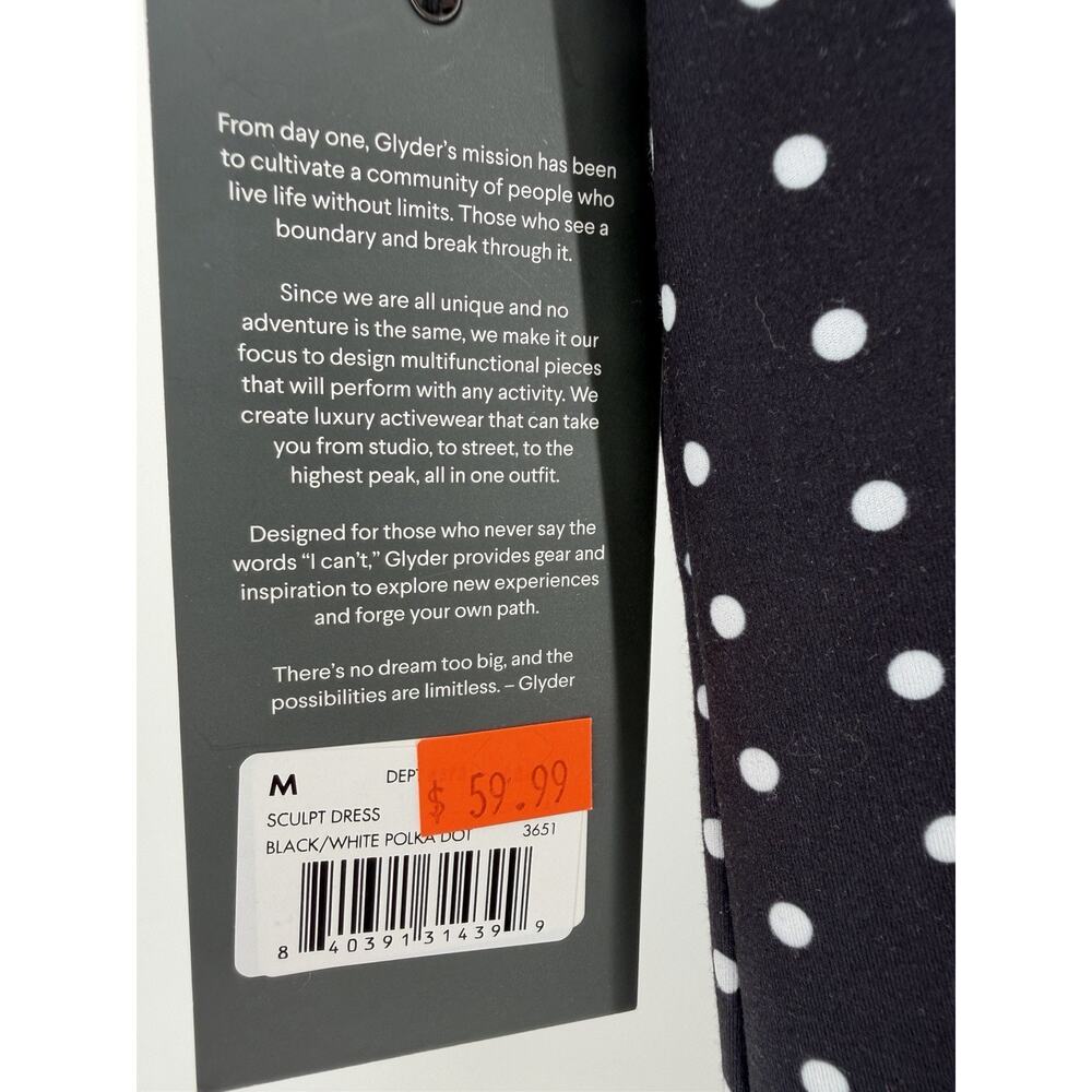 NEW Glyder Sculpt Dress Black/White Polka Dot Lined Activewear Tennis Medium - Picture 2 of 9